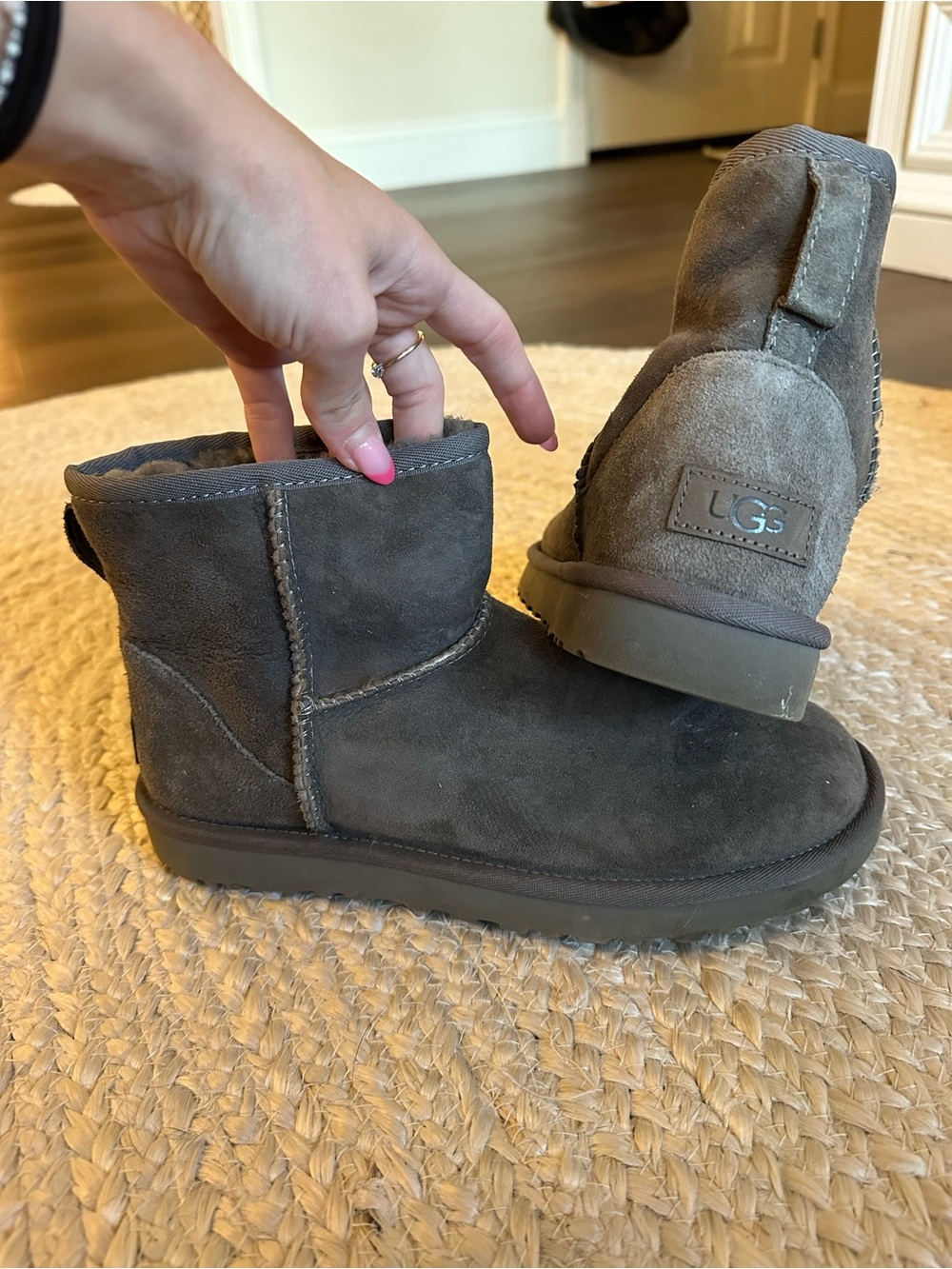 UGG Short Suede Winter Boots in Brown-Gray